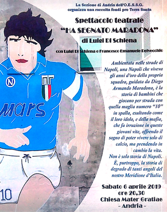 A Barletta lo spettacolo “Ha segnato Maradona” di Luigi Di Schiena